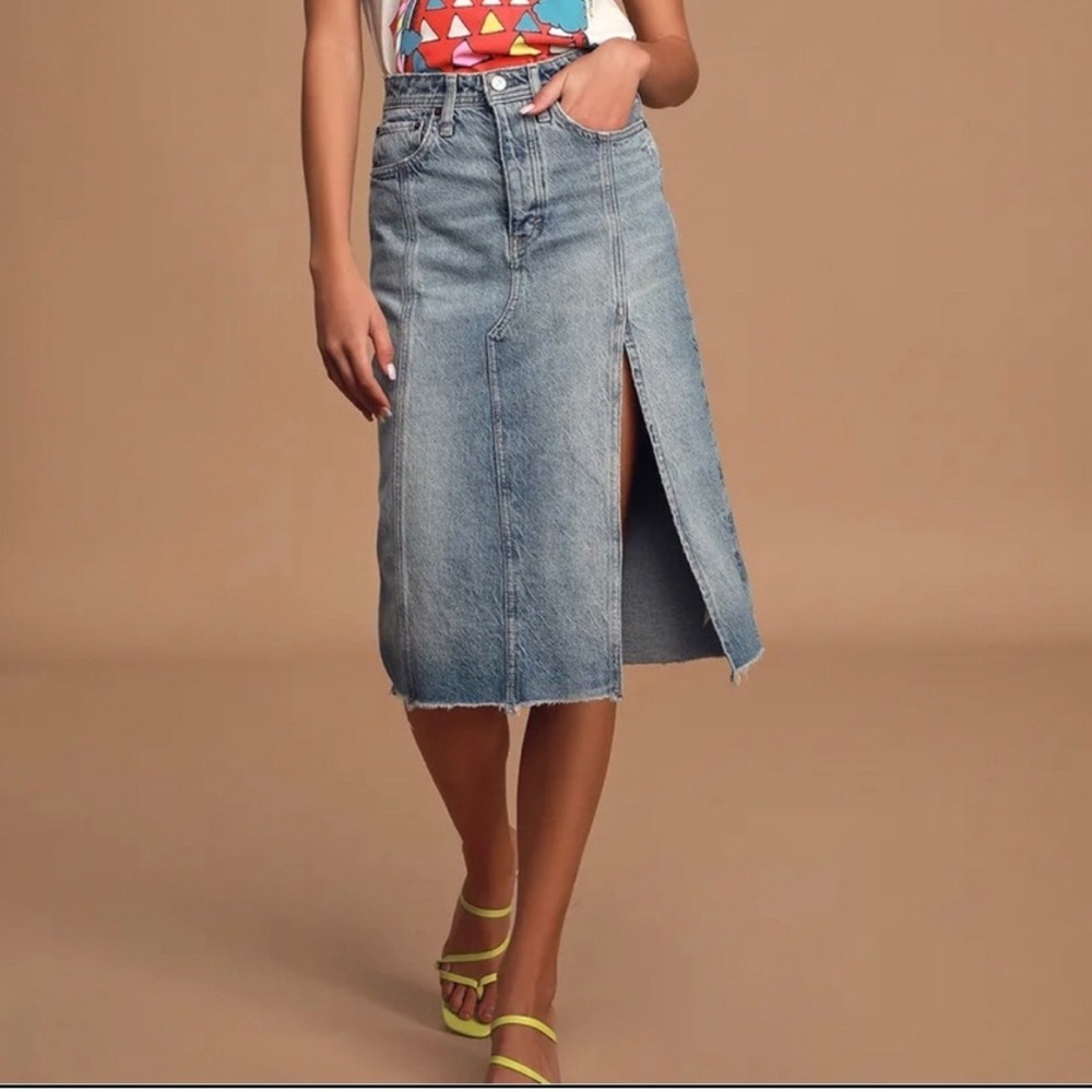 We The Free Size 30 denim Midi Skirt with Front Slit